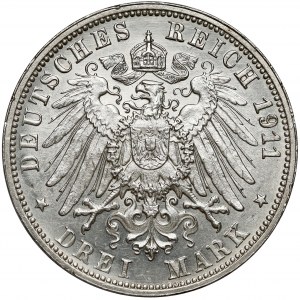 Wirtembergia, 3 marki 1911 F - Piękna