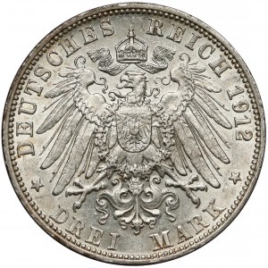 Deutschland, Baden, 3 Mark 1912 G