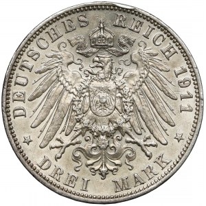 Deutschland, Sachsen, 3 Mark 1911 E