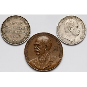 Niemcy, Talar 1862 i 1870 + Medal 1895 - zestaw (3szt)