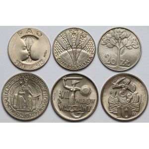 Próby MIEDZIONIKIEL 10 i 20 złotych 1964-1973 - zestaw (6szt)