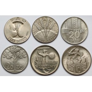 Próby MIEDZIONIKIEL 10 i 20 złotych 1965-1973 - zestaw (6szt)