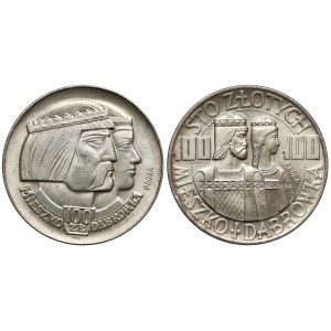 Próby SREBRO 100 złotych 1966 Mieszko... - głowy i półpostacie (2szt)