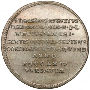 Poniatowski, Żeton koronacyjny, bity w Toruniu w 1764 r. - PIĘKNY