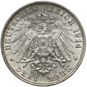 Deutschland, Württemberg, 3 Mark 1914 F