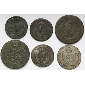 Księstwo Warszawskie, 1 - 10 groszy 1811-1813 (6szt)