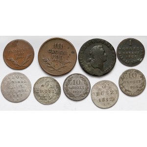 Poniatowski + Zabory, 1-10 groszy 1787-1835 (9szt)