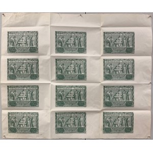 Pełny ARKUSZ banknotów 50 złotych 1936 Dąbrowski - tylko druk rewersu