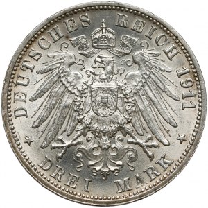 Deutschland, Württemberg, 3 Mark 1911 F