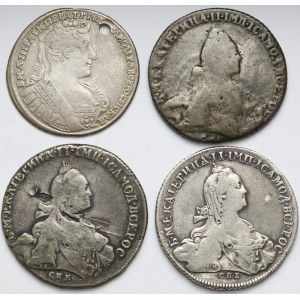 Rosja, Anna i Katarzyna II, Ruble i połtina 1732-1770 (4szt)