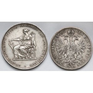 Österreich, 2 Gulden 1879 und Taler 1858 (2 Stücke)