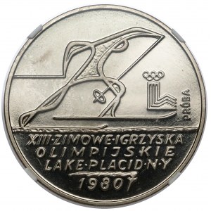 Próba NIKIEL 200 złotych 1980 Lake Placid - narciarz - ze zniczem