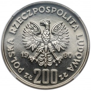 Próba NIKIEL 200 złotych 1980 Lake Placid - narciarz - ze zniczem