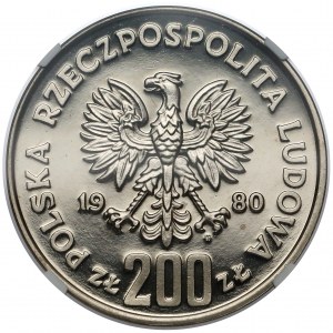 Próba NIKIEL 200 złotych 1980 Lake Placid - skoczek - ze zniczem