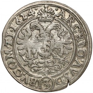 Śląsk, Ferdynand II, 3 krajcary 1624 BZ, Wrocław - korona na tarczy