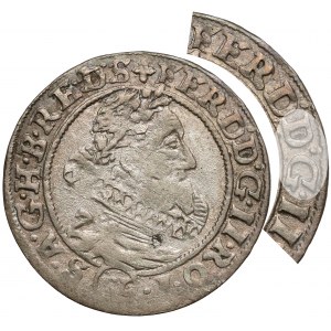 Śląsk, Ferdynand II, 3 krajcary 1624 BZ, Wrocław - błąd FERD.D.G.II - RZADKI