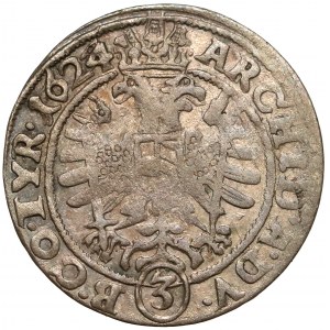 Śląsk, Ferdynand II, 3 krajcary 1624 BZ, Wrocław - błąd FERD.D.G.II - RZADKI