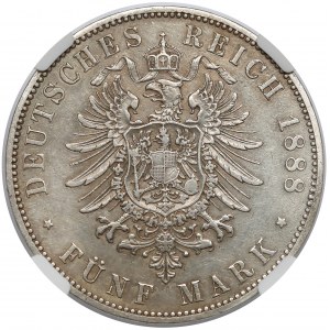 Deutschland, Preussen, 5 Mark 1888 A - klein Adler - selten