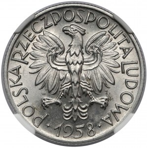 5 złotych 1958 Rybak - WĄSKA ósemka