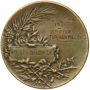 Medal I. Nagroda za Strzelanie do Gołębi 1931, Francja dla Leon Orłowski