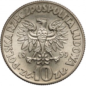 10 złotych 1959 Kopernik - BEZ monogramu - destukt