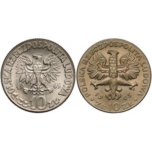 10 złotych 1965 Kopernik i Nike - z duchami (2szt)