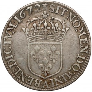 Francja, Ludwik XIV, 1/2 ecu 1672 A - Paryż