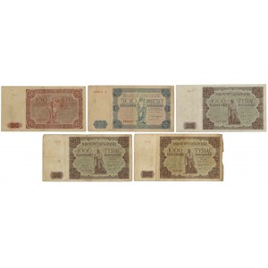 100, 500 i 3x 1.000 zł 1947 - zestaw (5szt)