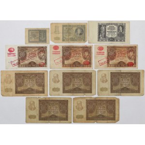 Okupacja - zestaw ciekawszych banknotów (11szt)