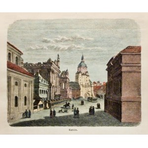 LUBLIN. Plac Łokietka z Bramą Krakowską; grafika z XIX wieku; drzew. szt. kolor