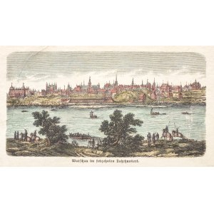 WARSZAWA. Panorama miasta w XVII w., anonim, grafika z XIX wieku; drzew. szt