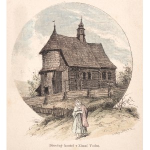ZIMNA WÓDKA. Drewniany kościół; sygn. autora nieczyt., pochodzi z: F. Sláma