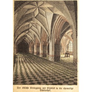 GDAŃSK. Dawny klasztor pofranciszkański; niemiecka grafika z XIX wieku; drzew