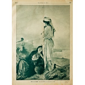 GDAŃSK. Kobiety w obozie flisaków nad Wisłą, ryt. R. Jericke według obrazu J