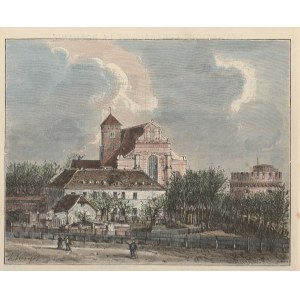 POZNAŃ. Zabytkowe budowle; grafika z XIX wieku; drzew. szt. kolor., st. db
