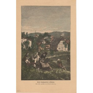 MIĘDZYZDROJE. Widok miasta, rys. Wilhelm Amberg, niemiecka grafika z XIX wieku