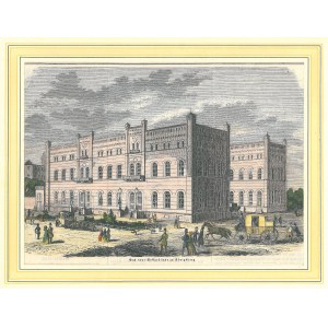 KRÓLEWIEC (KALININGRAD). Nowy budynek poczty, niemiecka grafika z XIX wieku