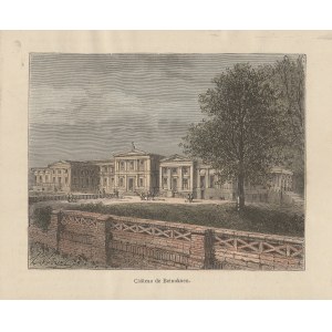 PRUSY WSCHODNIE. Zamek Beinuknen, grafika z XIX wieku; drzew. szt. kolor