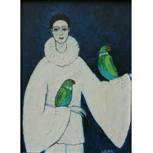 Krystyna Liberska (1926-2010), Pierrot i ptaki (1984)