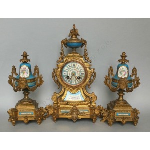Zegar kominkowy z przystawkami, (Francja, l.80.XIX w.)