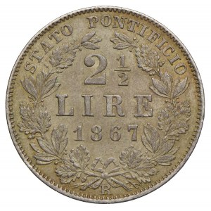 Watykan, Pius IX, 2 ½ lira 1867 R/Rzym