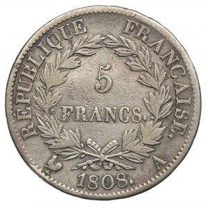Francja, Napolenon I, 5 franków 1808 A/Paryż 