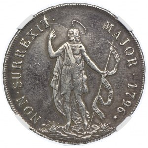 Włochy, Genua 8 lirów 1796, NGC XF DETAILS
