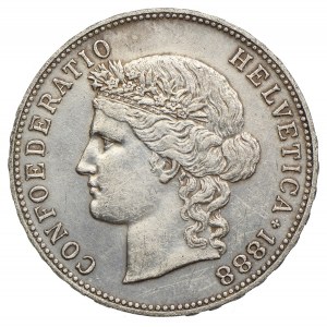 Szwajcaria, 5 franków 1888 B, rzadkie