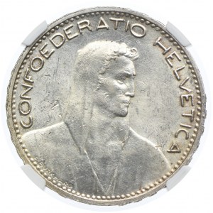 Szwajcaria, 5 franków 1923 B, NGC UNC DETAILS
