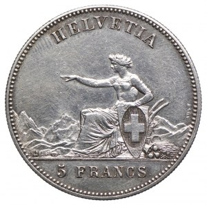 Szwajcaria, 5 franków 1863 La Chaux-de-Fonds, talar strzelecki
