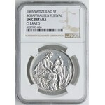 Szwajcaria, 5 franków 1865 Schaffhausen, talar strzelecki, NGC UNC DETAILS