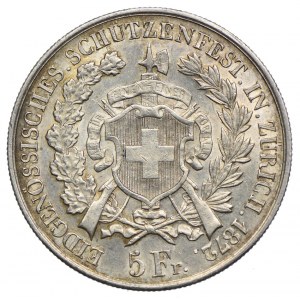 Szwajcaria, 5 franków 1872 Zurych, talar strzelecki