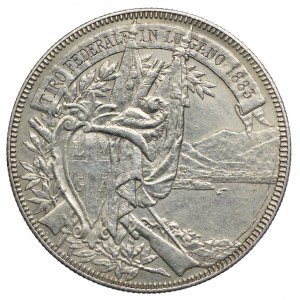 Szwajcaria, 5 franków 1883 Lugano, talar strzelecki