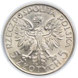 5 złotych 1934 Głowa Kobiety, PCGS MS62